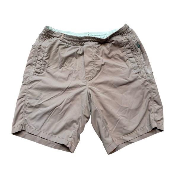 Bird Dogs Shorts Boom For Your Boomstick Mens Medium Long Lined Gym Stretch Tan - Picture 1 of 5